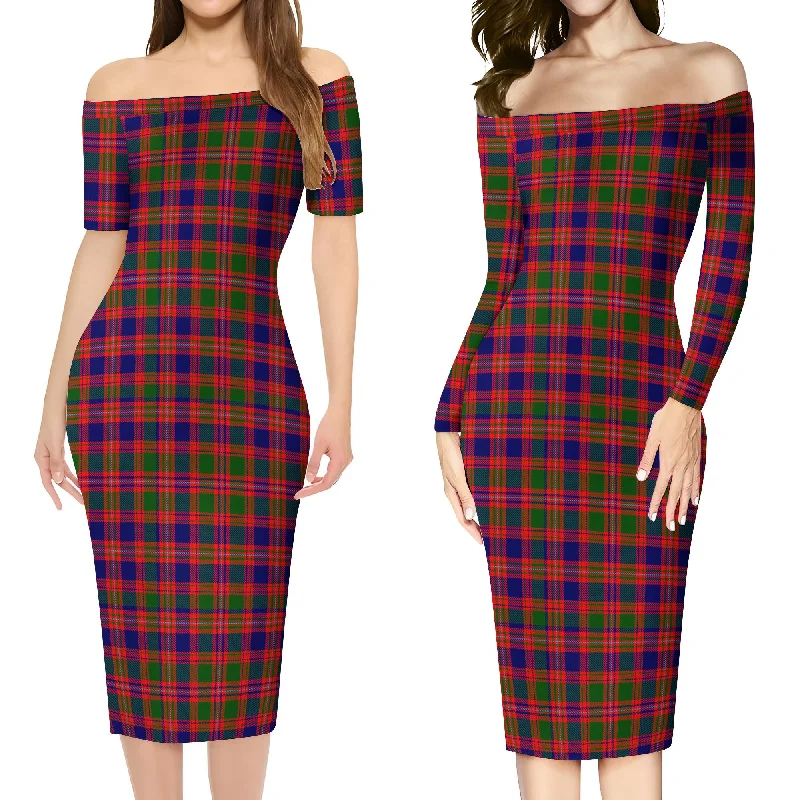 Wright Tartan Off Shoulder Lady Dress Women's unclassified dresses