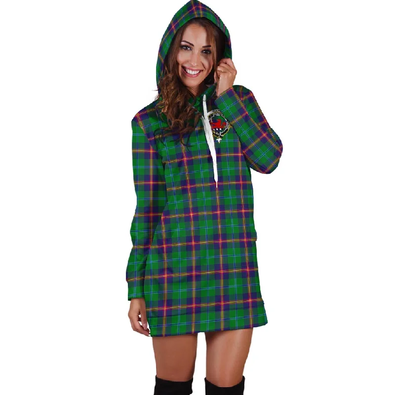 Young Tartan Hoodie Dress with Family Crest One-shoulder unclassified dresses