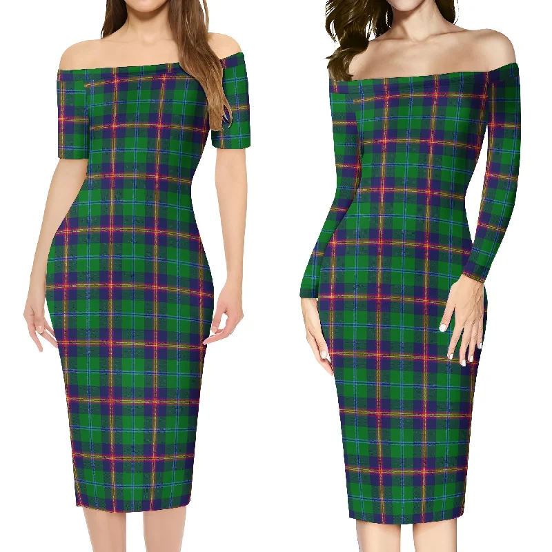 Young Tartan Off Shoulder Lady Dress Minimalist unclassified dresses