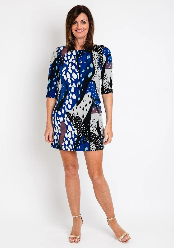 Serafina Collection Shift Spot Print Mini Dress, Blue High-waist Denim Skirt