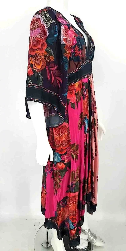 FARM RIO Mauve Pink Black Multi Floral Maxi Length Size SMALL (S) Dress Floral A-line Skirt