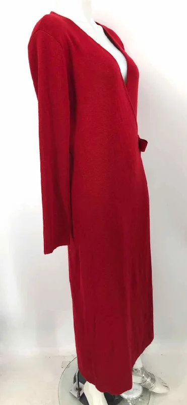 JILLIAN JONES Red Knit Wrap Longsleeve Size SMALL (S) Dress Formal Maxi Skirt