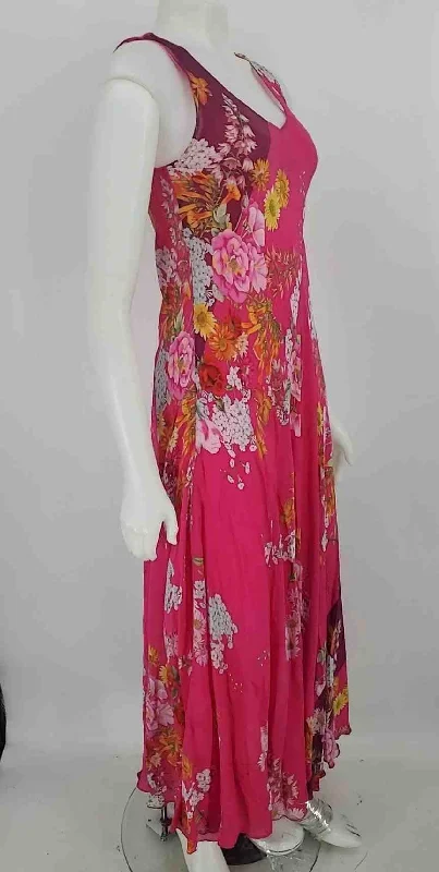 JOHNNY WAS Pink Yellow Multi Floral Print Maxi Length Size X-SMALL Dress Casual Maxi Outfit