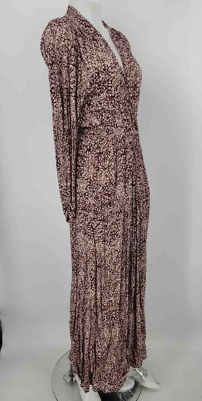 NATALIE MARTIN Burgundy Beige Paisley Maxi Length Size SMALL (S) Dress Bohemian Maxi Skirt