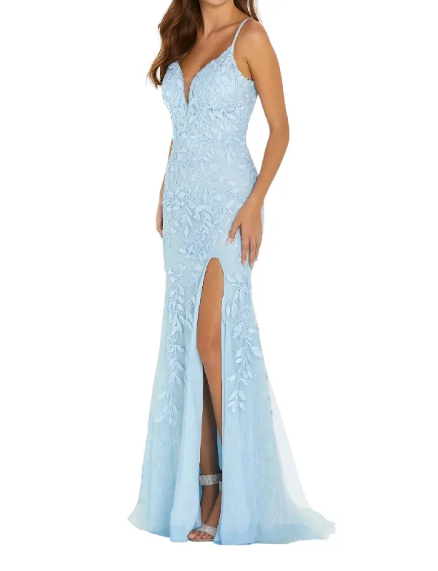 Lace Applique Prom Dress In Light Blue Vintage Lace Dress