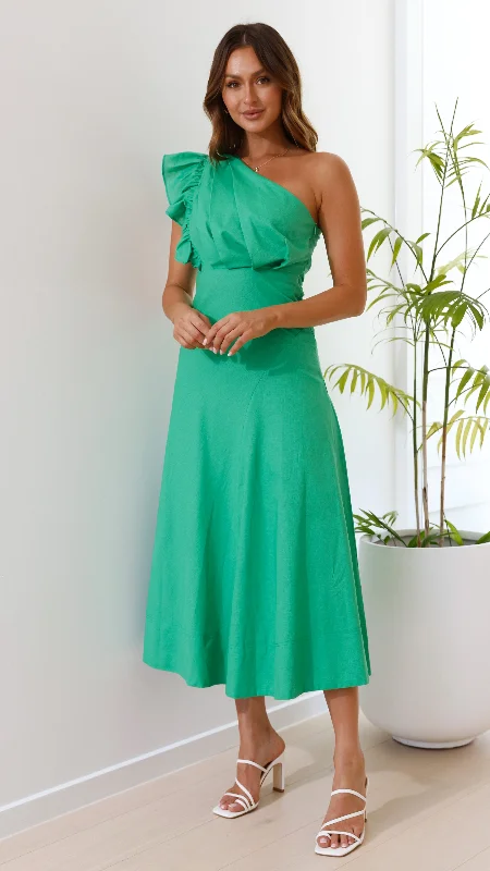 Stassie Midi Dress - Green Winter Midi Outfit