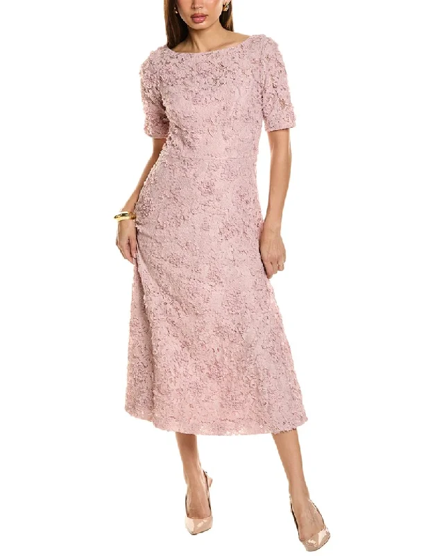 JS Collections Jenni Lace Tea-Length Dress Ruffled Lace Gown