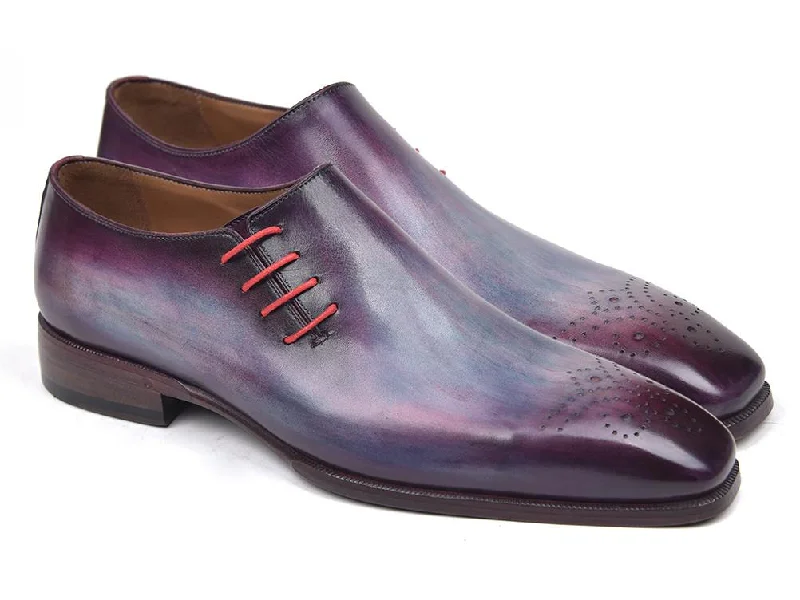 Paul Parkman Side Lace Oxfords Purple Shoes (ID#901F89) Lace Dress Day