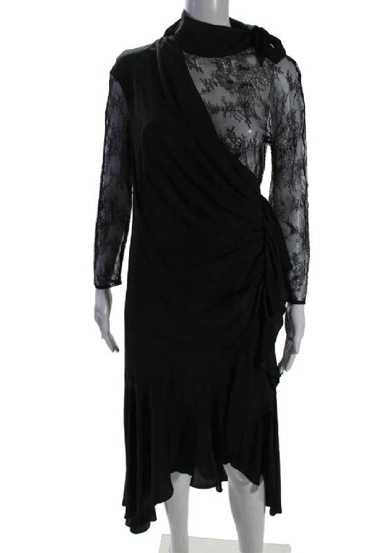 Philosophy Di Lorenzo Serafini Women's Lace Asymmetrical Dress Black Lace Dress Formal