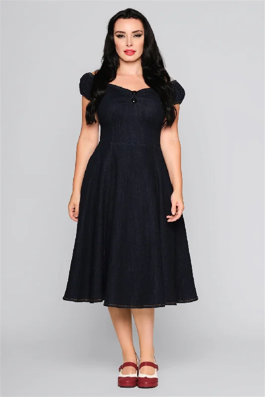 Dolores Denim Doll Dress Skirt with Pockets