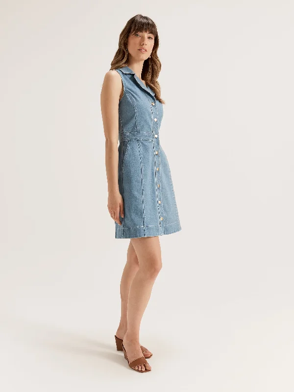 Charlize Denim Dress Fitted Denim Skirt