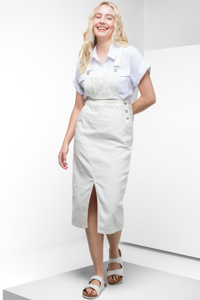 Denim Dungaree Dress White High Rise Denim Skirt