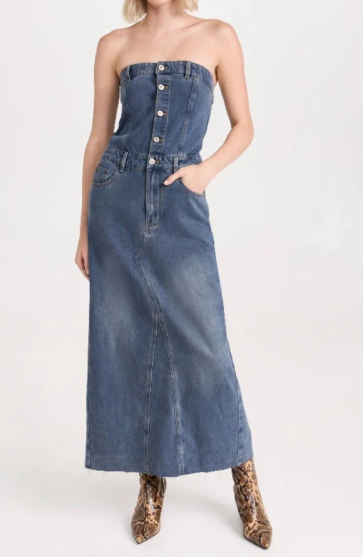 Nesim Dress In Denim Fitted Denim Skirt